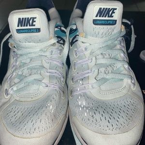 Nike Womens Shoes Sneakers Lunareclipse+3 Fiberglass/Silver/Blue Size 6.5